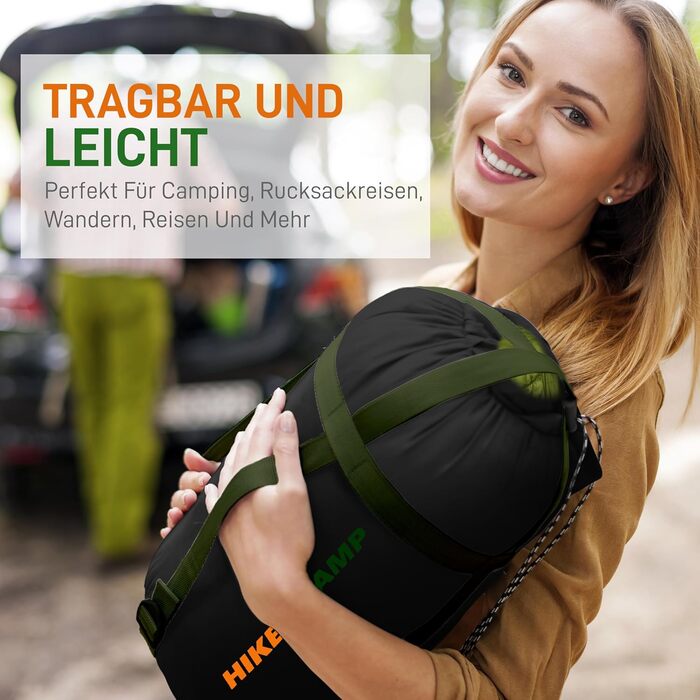 Сплячий мішок SereneLife для кемпінгу – теплий, водонепроникний, для зимового відпочинку, температура від -15°C до +12°C, з компресійним мішком та подушкою