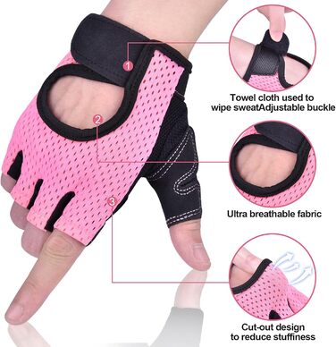 Велосипедні рукавички для жінок та чоловіків MTB, тренувальні, спортивні, напівпальцеві. Підходять для шосе та гірського велосипеда, силових тренувань. Антиковзкі, літні рукавички, рожевий, L