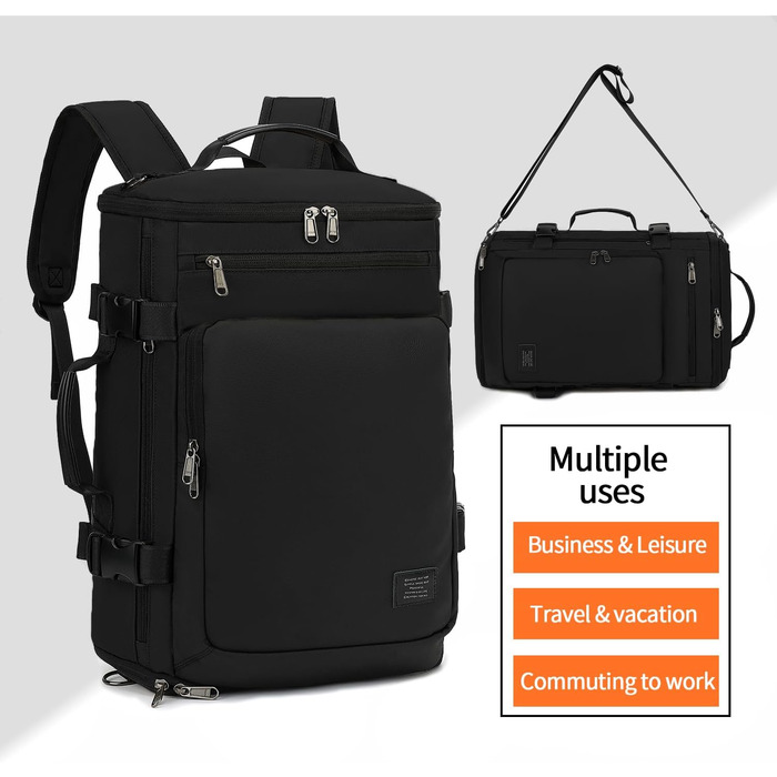 Спортивна сумка-рюкзак Duffel, водонепроникна, з відділенням для взуття, для подорожей, спорту, ноутбука, чорна, X-Large
