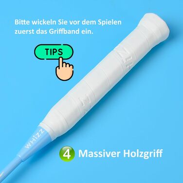 Набір для бадмінтону WHiZZ Carbon: ракетка з графіту, волани, намотки, сумка (синій)