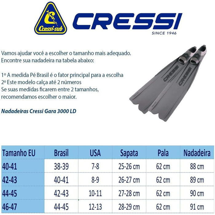 Довгі ласти для апное Cressi Gara 3000 LD Silver 42/43, високопродуктивні