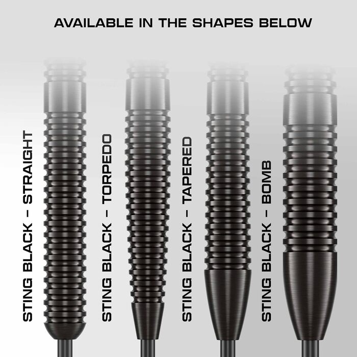 Дарти KOTO Sting Black 22г, сталеві, 90% Tungsten, комплект (3 шт) + пір'я та штоки