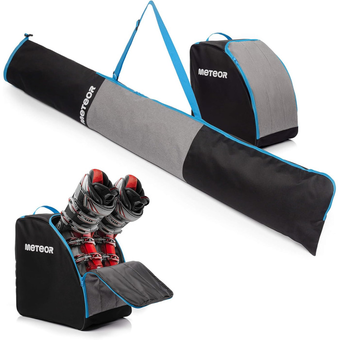 Набір для перевезення лиж та черевиків Meteor 2-в-1 Skitasche Set - Skisack (до 195 см) з вентиляцією, водонепроникний чохол та сумка для черевиків. Ідеально для зимового відпочинку та катання на лижах. Комплект для лиж та черевиків.