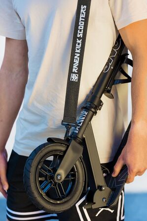 Скутер Raven Roller Cityroller Kickroller Snug AIR з повітряними колесами, дзвіночком та тримачем для пляшки (200 мм, Snug Black)