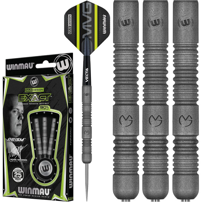 Дротики WINMAU Michael Van Gerwen MvG Exact 25 г, вольфрамові з оперенням і стрижнями