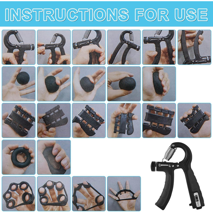 Набір для тренування кисті та пальців, регульоване навантаження 5-60 кг, для спортсменів та відновлення