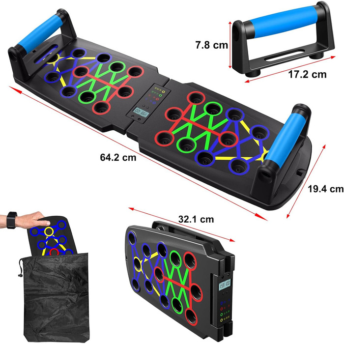 Багатофункціональна дошка для віджимань 30-в-1 з автоматичним лічильником, складаний тренажер для дому (груди, плечі, спина, трицепс) для чоловіків та жінок