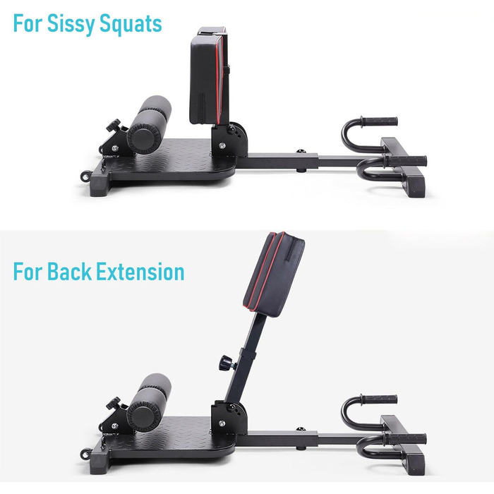 Мультифункціональна фітнес-лава Leikefitness Deluxe 8400 для дому, глибока Sissy-присідання, чорна