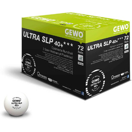 Професійні тенісні м'ячі GEWO Ultra SLP 3 зірки, пластикові 40+ мм, безшовні, ITTF, для змагань, 72 шт., білі