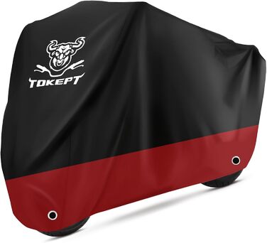Чорна мотоциклетна накидка з червоною вставкою, 210D Oxford, захист від сонця та води, 96 дюймів (XL) - Harley Davidson, Honda, Suzuki, Kawasaki, Yamaha