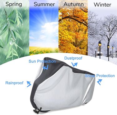 Захисний чохол для велосипеда MINVOO: водонепроникний, від сонця, пилу та вітру. Підходить для електровелосипедів. Срільно-чорний колір