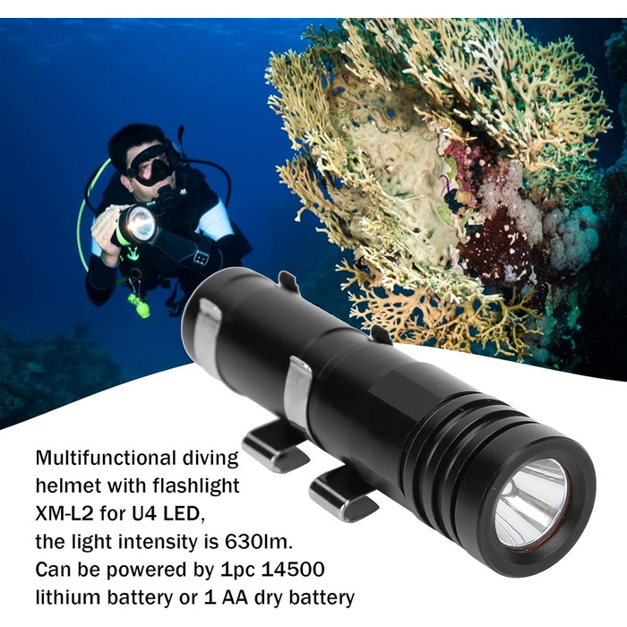 Ліхтар для дайвінгу Alomejor, водонепроникний LED ліхтар-лампа для підводного спорту, кемпінгу