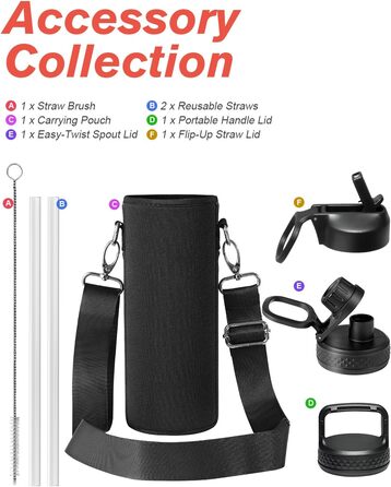 Фляга Coolflask 1,2 л з ізоляцією та соломинкою, нержавіюча сталь, 3 кришки, для спорту та офісу, зберігає холод до 48 годин, тепло до 24 годин, сіро-зелений колір (Ombré жовто-помаранчевий, 591 мл)