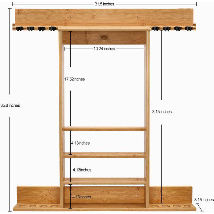 Стенд для київ (8 шт.) та м'ячів, бамбуковий, аксесуар для більярдного столу