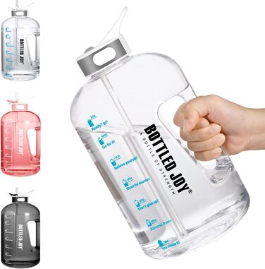 Пляшка для води Acxilexy 3.5 л з трубочкою, BPA-free, спортивна, з часовими мітками, герметична, пластикова, для фітнесу, офісу, дому, біла
