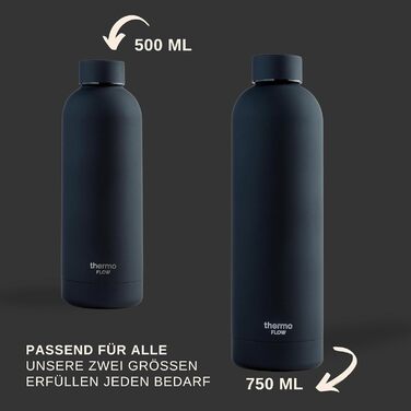 Термос-пляшка Thermo Flow з нержавіючої сталі 500 мл, чорна – BPA-free, ізольована, для води та газованих напоїв, не протікає, для дітей, школи та активного відпочинку