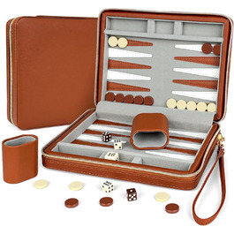 Набір для гри в нарди Lohofrnny, переносний, класичний, для дорослих та дітей (колір: коричневий)
