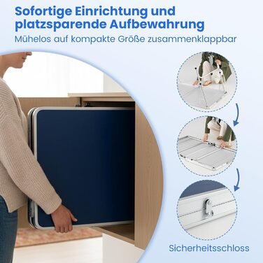 COSTWAY Стіл для пінг-понгу міні складний, регульована висота, з сіткою, 2 ракетки та 2 м'ячі, 120 x 76 см, для гри в приміщенні та на вулиці