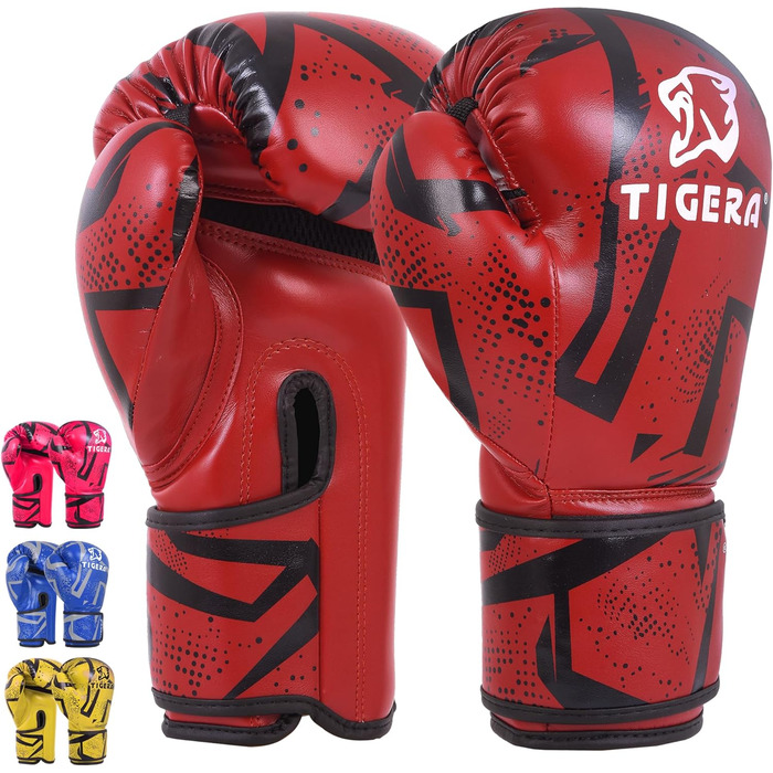 Дитячі боксерські рукавички Tigera 8oz червоні для кікбоксингу, муай-тай, тренувань, спарингу, хлопчиків і дівчаток