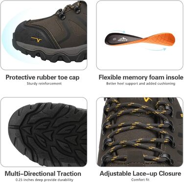 Чоловічі водонепроникні трекінгові черевики NORTIV - водонепроникні, легкі, для хайкінгу, кемпінгу, трекінгу, 45 EU, коричневі, чорні, світло-коричневі