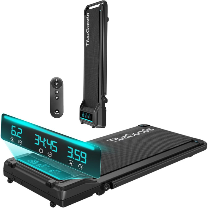 Біговий тренажер TiBa для дому - Walking Pad з нахилом [3 рівня, до 6%] - біговий килимок [макс. 100 кг, макс. 6 км/год] - ідеально підходить для столу, офісу або вітальні [125x55 см]