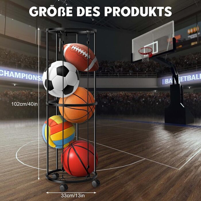 Стенд для м'ячів: баскетбольний, футбольний, волейбольний (2 яруси)