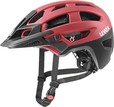 Велошолом UVEX Finale 2.0 для MTB, жіночий/чоловічий, регулювання розміру, LED-ліхтар, червоно-чорний матовий, 52-57 см