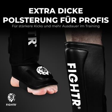 Професійні захисні щитки Fightr для гомілки, екстра товсті, ідеальна фіксація та амортизація, для кікбоксингу, ММА, муай тай та єдиноборств
