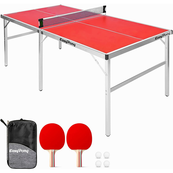 Стіл для настільного тенісу EasyPong 182x91 см, преміум якість, для вулиці та приміщення, з ракетками та м'ячами, легкий і стабільний, OriginalCup