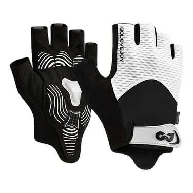 Флінтронік велоперчатки халявні для чоловіків Даен, спортивні велоперчатки з антиковзаючим покриттям та амортизацією, з 6 подушечками, дихаючі велоперчатки для гірського велосипеда, шосе, фітнесу (M, білий)