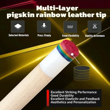 Професійний більярдний кий Tai BA, 19 ounce, 2-секційний, канадський клен, 11,75 мм наконечник, 144,8 см, блакитний, червоний, сірий, зелений