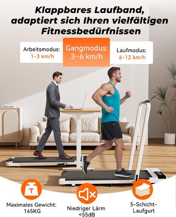 Бігова доріжка Superun Walking Pad з нахилом 6%, для дому, з додатком та пультом, до 12 км/год, витримує до 136 кг