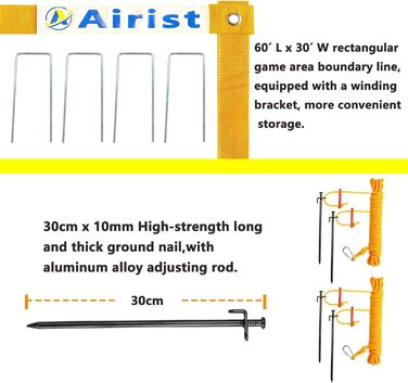 Волейбольна сітка Airist Heavy Duty для вулиці з антипровисаючою системою з нержавіючої сталі, регульовані алюмінієві стійки, професійний волейбольний комплект для двору та пляжу, сумка для перенесення (rot/blau)