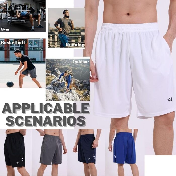 Спортивні штани чоловічі з кишенями та еластичним поясом, швидкодрійна спортивна/бігова штанина (4XL, чорний, сірий, білий, світло-сірий, зелений)