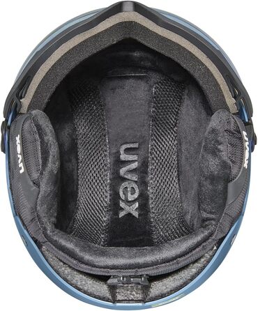 Гірськолижний шолом uvex Wanted Visor для жінок і чоловіків, міцний, з візором, синій матовий, розмір 59-61 см