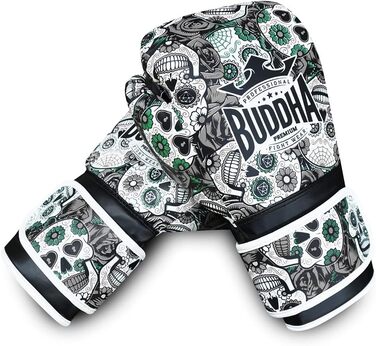Боксерські рукавички Buddha Fight Wear 16 Oz чорні, штучна шкіра, для боксу, муай-тай, кікбоксингу, GS-3 захист