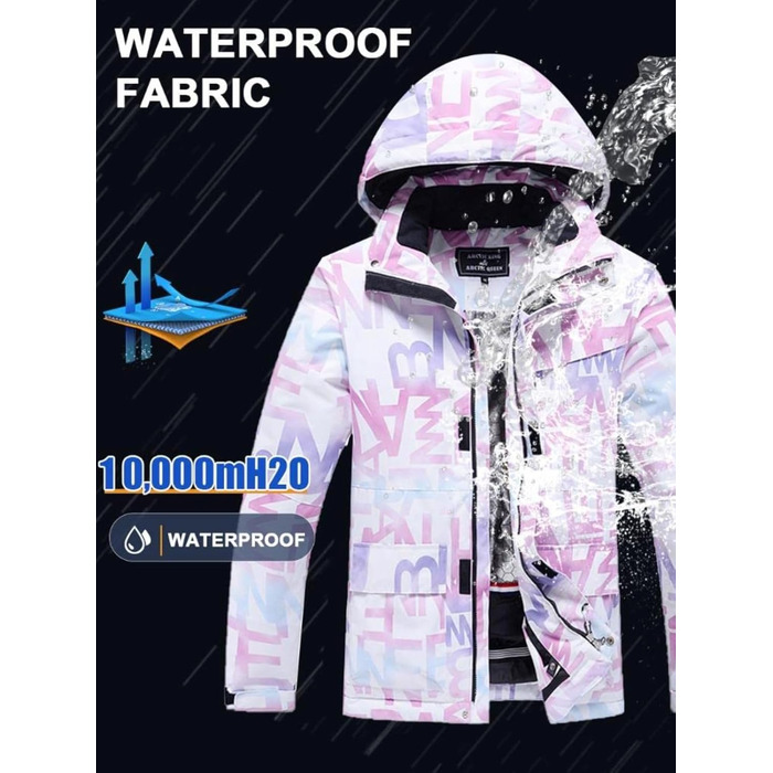 Модна жіноча гірськолижна куртка та штани, водонепроникні, вітронепроникні, кольорові, з принтом, рожевий, розмір M