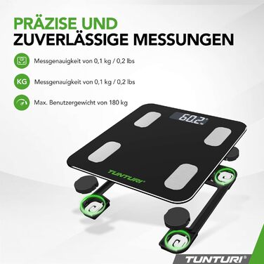 Ваги Tunturi Personenwaage з Bluetooth, аналіз складу тіла, до 180 кг