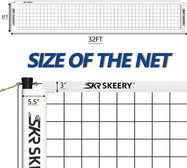 Волейбольна сітка для вулиці: міцна конструкція, регульовані штанги, для саду, газону та пляжу (білий)