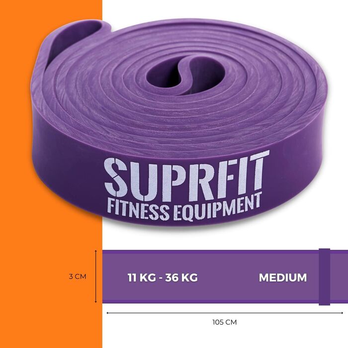 Еспандери Suprfit для фітнесу: гумові стрічки для підтягувань, кросфіту та силових тренувань (Lila, 2.2-73 кг)