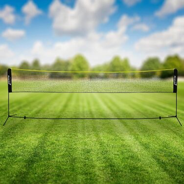 Мережа для бадмінтону та тенісу Hauki 400/500 см, чорно-синя, з сіткою для волейболу, 3 волани, сумка, сталевий каркас