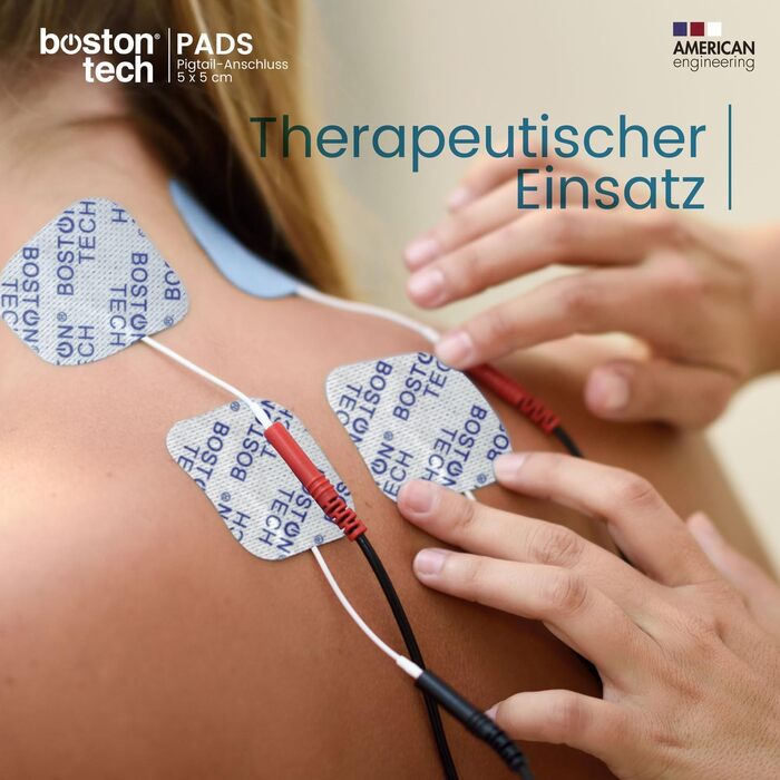 Boston Tech ME89 PRO TENS EMS: Апарат для терапії болю, 7 режимів, стимуляція м'язів, 4 електроди, 9V, захист від падіння