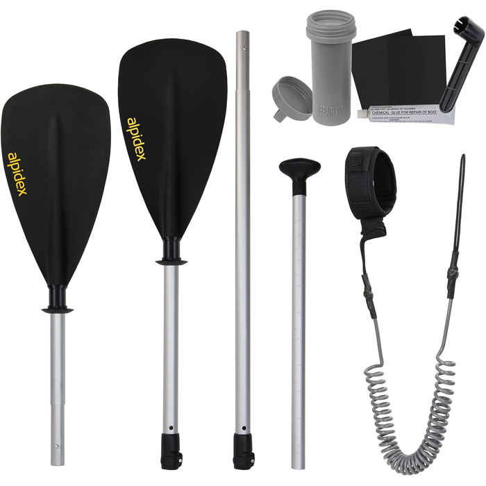 Надувна SUP-дошка ALPIDEX 320x76x15 см, до 200 кг, комплект: весло, плавники, насос, ремінець, рюкзак, ремкомплект, легка та міцна