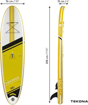 Надувний SUP борд Tekona Stand Up Paddle Board Set: комплект з рюкзаком, насосом, веслом та кріпленням для каяка. 300/320 см, 3 фінни. Різні моделі та кольори TOUR/SURF 9'8