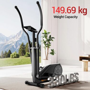 UMAY Еліптичний тренажер для дому ET30: 16 рівнів опору, тихий магнітний привід, довжина кроку 40 см, датчики пульсу, LCD-дисплей, вантажопідйомність 159 кг