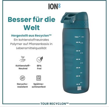 ION8 Фляга для води, 750 мл, глибокий Petrol, Evo