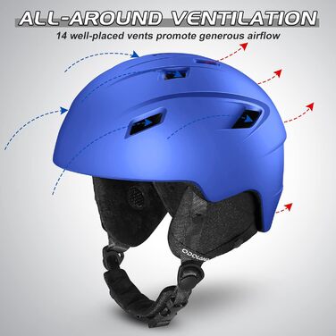 Шолом для сноуборду та гірських лиж Odoland з маскою: захист UV 400, вітрозахист, розмір M (55-59 см)
