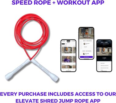 Стрибкове канат Elevate Speed Rope MAX - професійний, з міцного PVC, з нейлонового сердечника, 5 мм, довжина до 3 метри, з червоними ручками