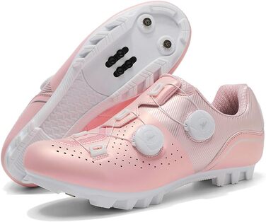 Велосипедні туфлі SPD MTB для чоловіків та жінок, Radsportschuhe Adulta, Mountainbike, унісекс, кросівки, дихаючі, для занять в приміщенні та на відкритому повітрі, велосипедні туфлі для занять в приміщенні, рожеві, 42 EU