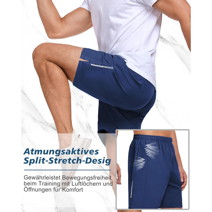 Шорти спортивні чоловічі літні швидкодрібні, для тренувань та занять у залі, з кишенями, дихаючі, комплект 3 шт. (чорний, світло-сірий, морський блакитний), розмір M